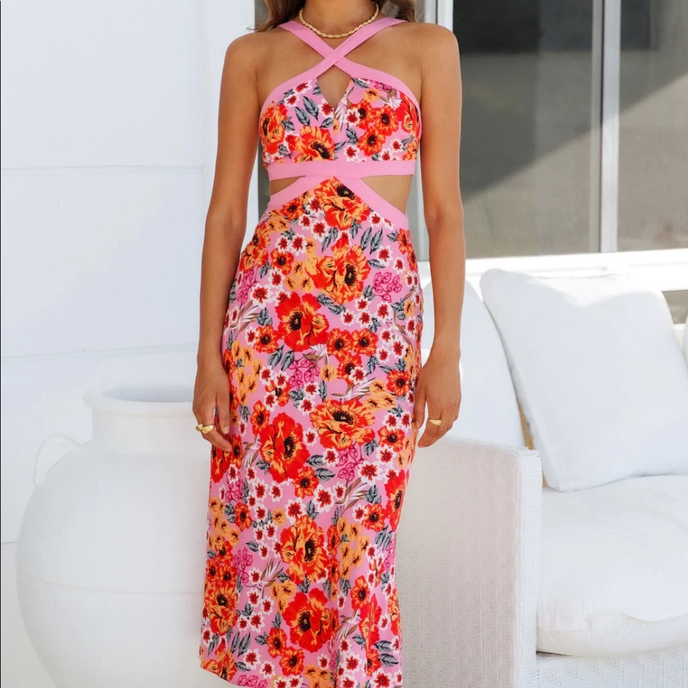 Hello Molly CUTELY PREPPY MIDI DRESS PINK